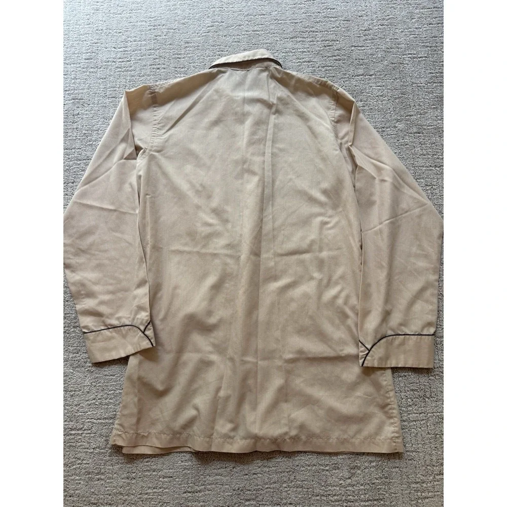 Vintage Christian Dior Monsieur Pajama Top Men's L Long Beige Button Up Dapper
